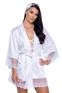 Roma Confidential Satin Robe With Satin Belt in White  from SexyShoes.com