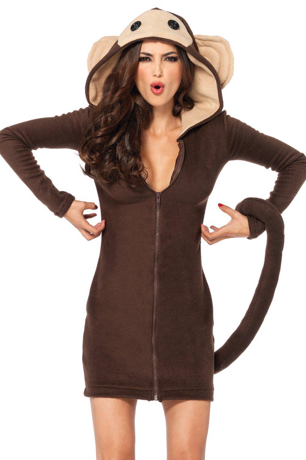 Sexy Monkey Costume Dress-Animal Costumes-Leg Avenue-Brown-S-SEXYSHOES.COM