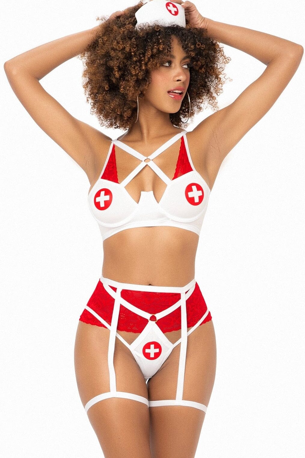 Sexy Nurse Costume-Fantasy Lingerie-Mapale-Red-S/M-SEXYSHOES.COM