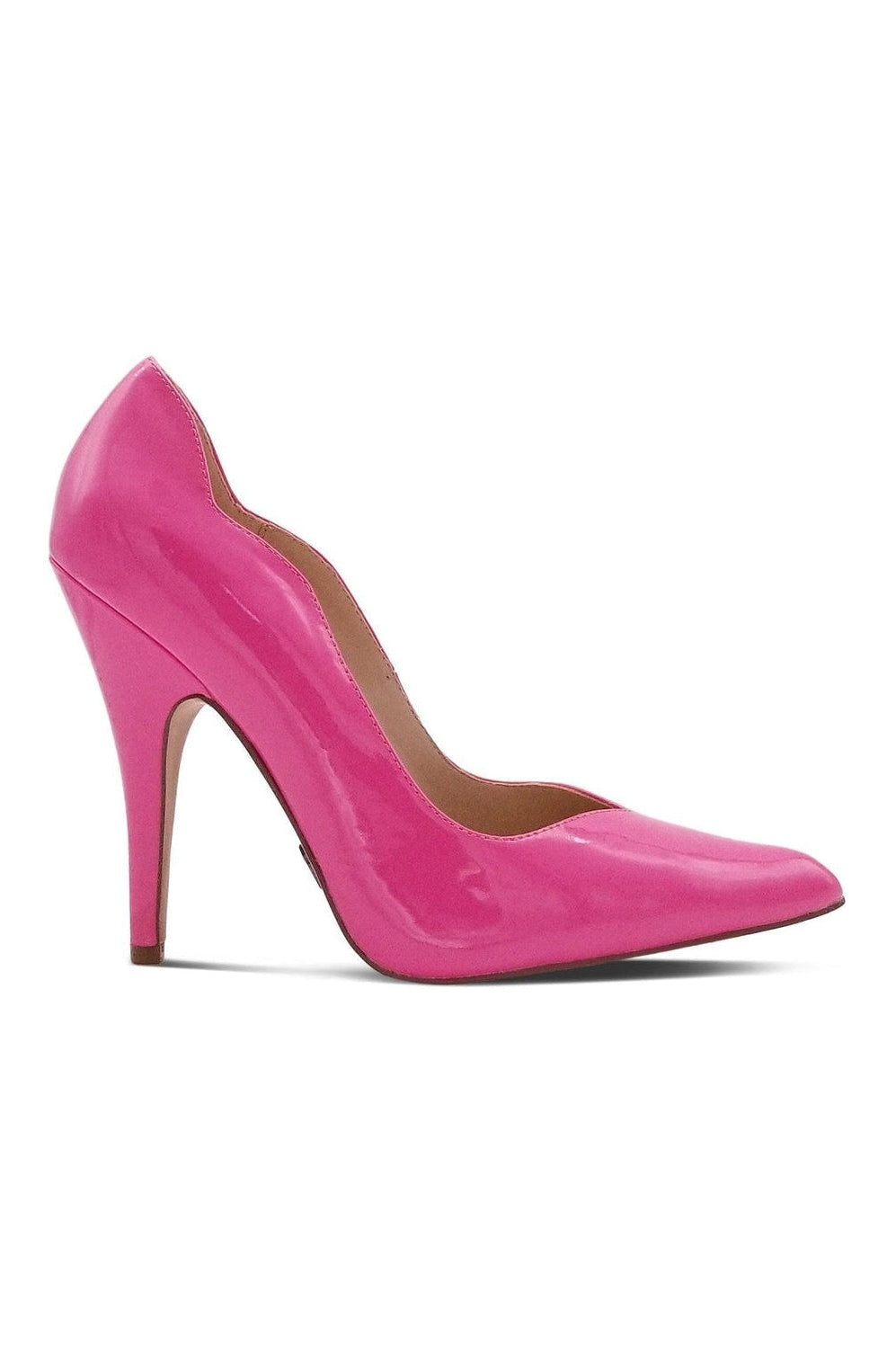 V-Shaped Topline Cute Scalloped Detailed Pump-Pumps-Sexyshoes Signature-Fuchsia-SEXYSHOES.COM