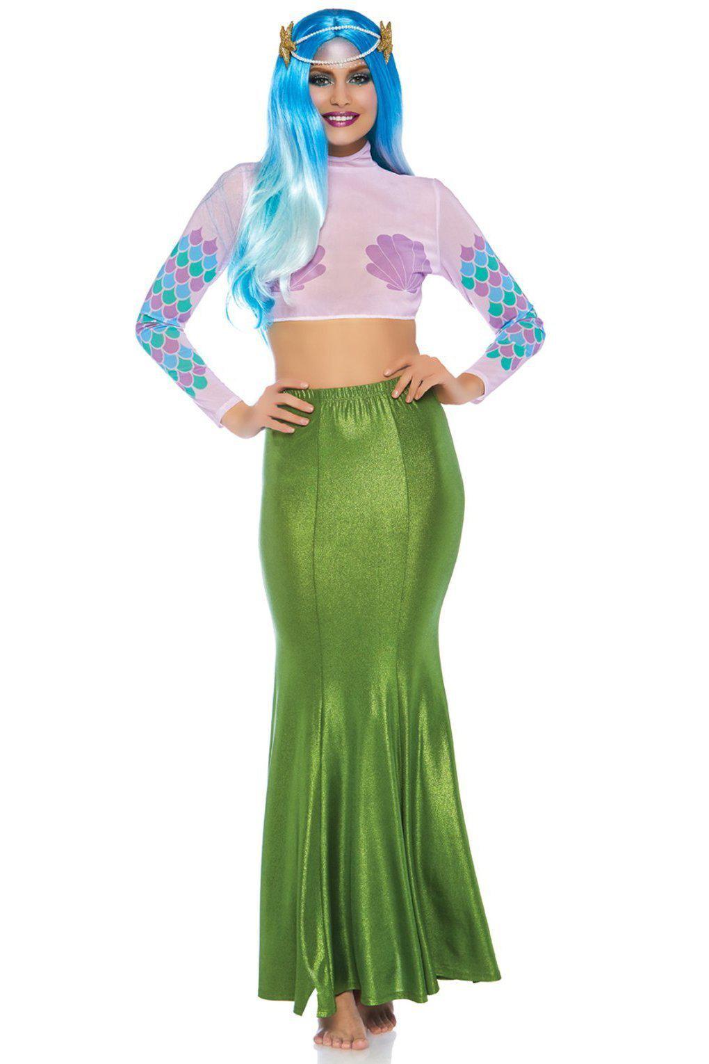 Leg Avenue Shimmer Spandex Mermaid Skirt in Green  from SexyShoes.com