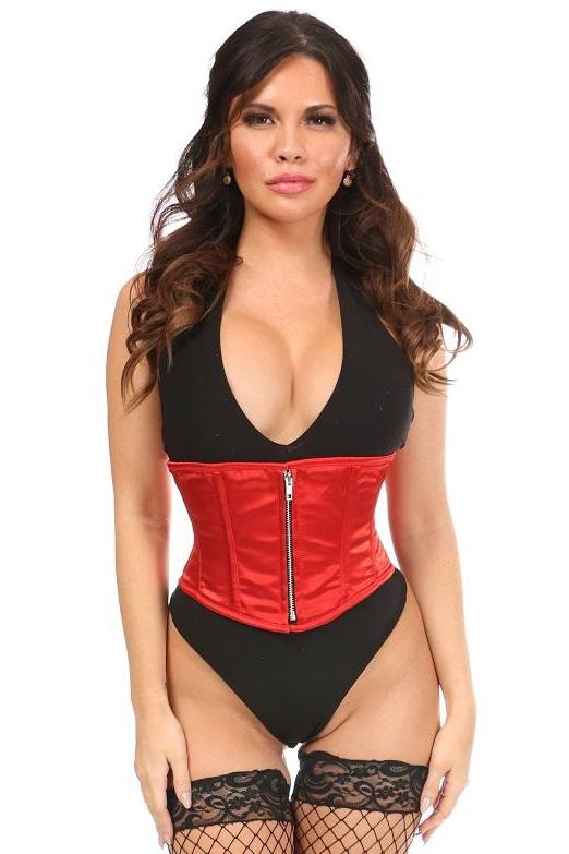 Plus Size Steel Boned Mini Cincher-Waist Cincher-Daisy Corsets-Red-SEXYSHOES.COM