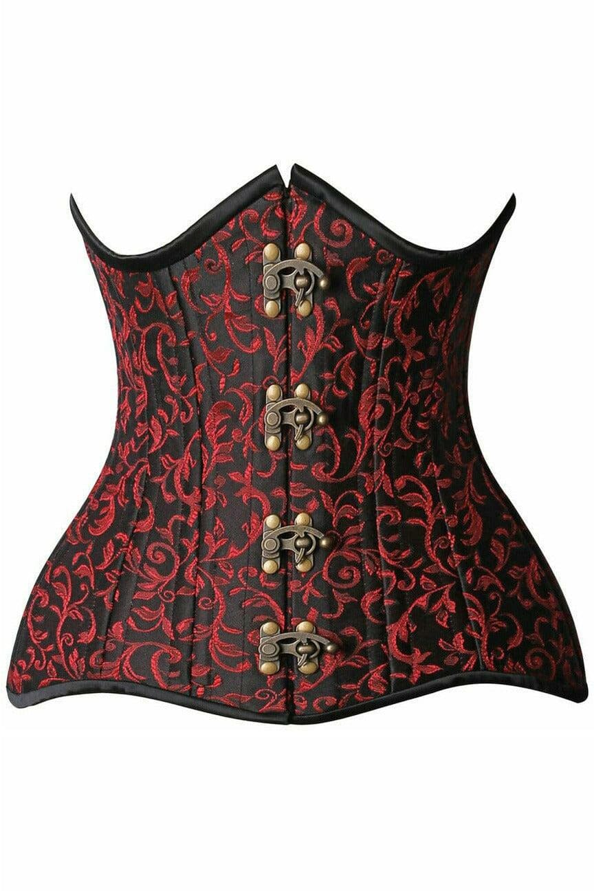 Top Drawer CURVY Brocade Double Steel Boned Under Bust Corset-Steel Boned Underbust-Daisy Corsets-Black-S-SEXYSHOES.COM