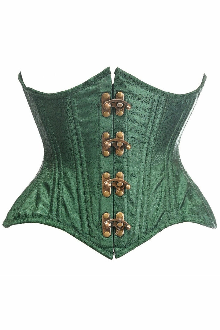 Top Drawer Double Steel Boned Green Brocade Curvy Underbust Corset-Steel Boned Underbust-Daisy Corsets-SEXYSHOES.COM