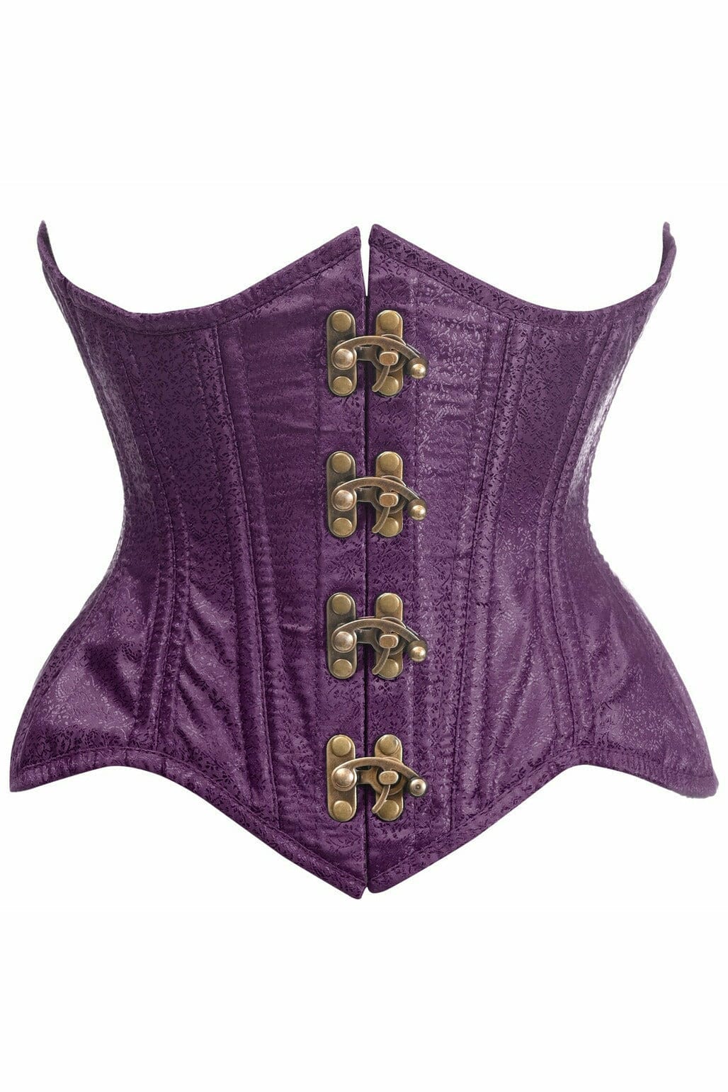 Top Drawer Double Steel Boned Plum Brocade Curvy Underbust Corset-Steel Boned Underbust-Daisy Corsets-SEXYSHOES.COM