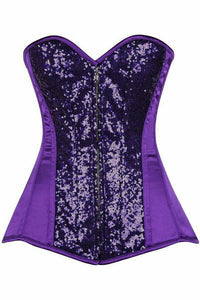 Daisy Corsets Top Drawer Purple Sequin Steel Boned Corset in Purple  from SexyShoes.com