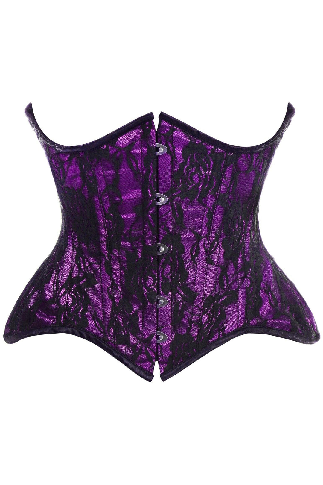 Top Drawer Purple w/Black Lace Double Steel Boned Curvy Cut Waist Cincher Corset-Waist Cincher-Daisy Corsets-Purple-2X-SEXYSHOES.COM