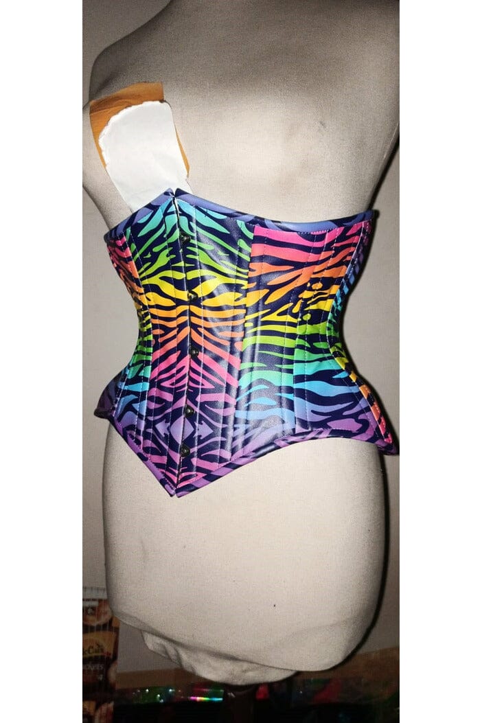 Top Drawer Rainbow Print Double Steel Boned Curvy Cut Underbust Cincher Corset-Waist Cinchers-Daisy Corsets-Rainbow-S-SEXYSHOES.COM