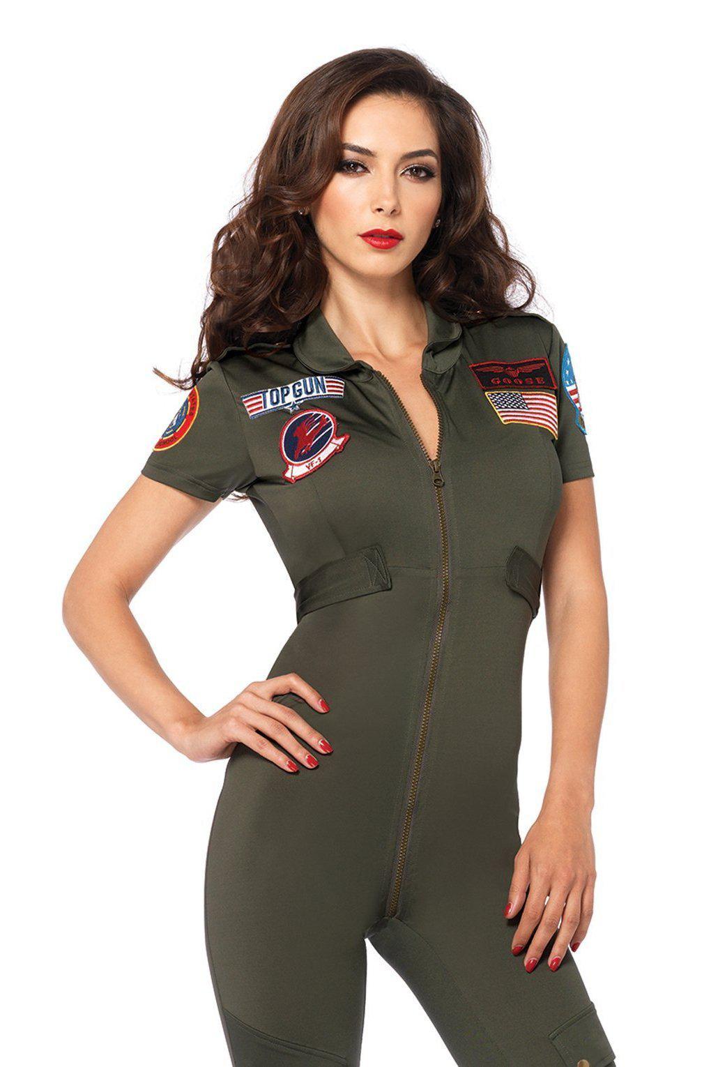 Top Gun Spandex Flight Suit-Military Costumes-Leg Avenue-Tan-S-SEXYSHOES.COM
