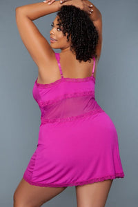 BeWicked V Neck Slip With Sheer Mesh Design in Pink