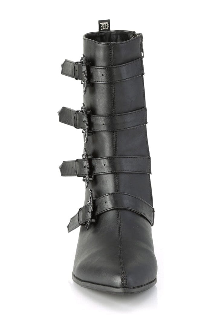 Demonia WARLOCK-110-B Black Vegan Leather Knee Boot in Black Vegan Leather