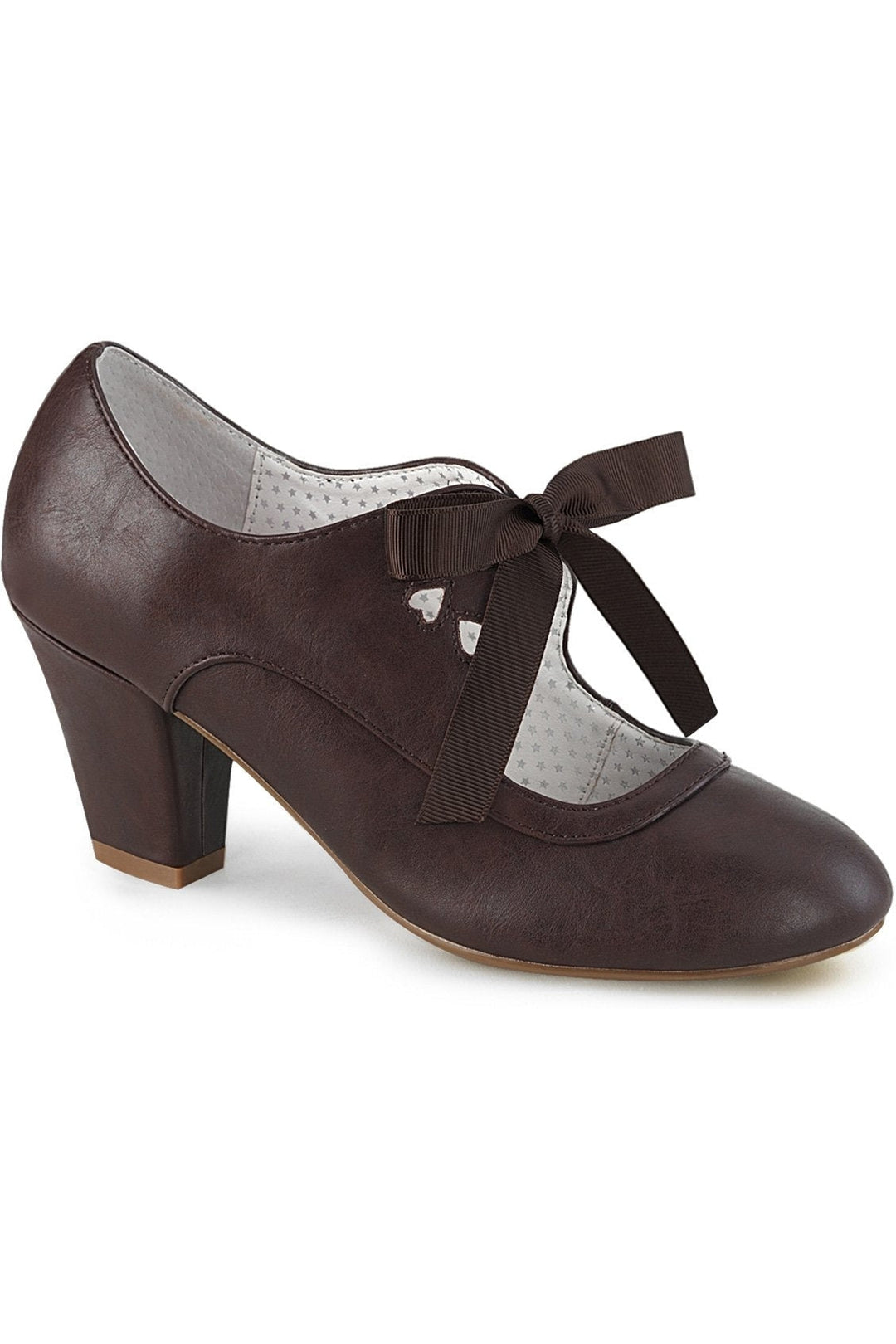 WIGGLE-32 Pump | Brown Faux Leather-Pumps-Pin Up Couture-Brown-10-Faux Leather-SEXYSHOES.COM