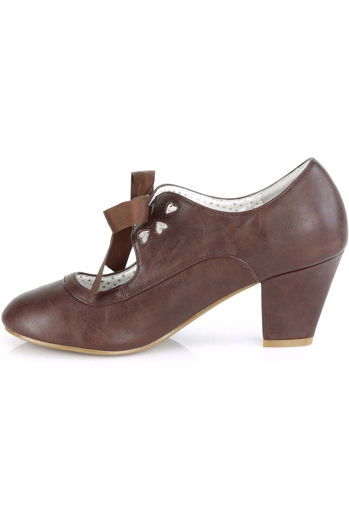 WIGGLE-32 Pump | Brown Faux Leather-Pumps-Pin Up Couture-SEXYSHOES.COM