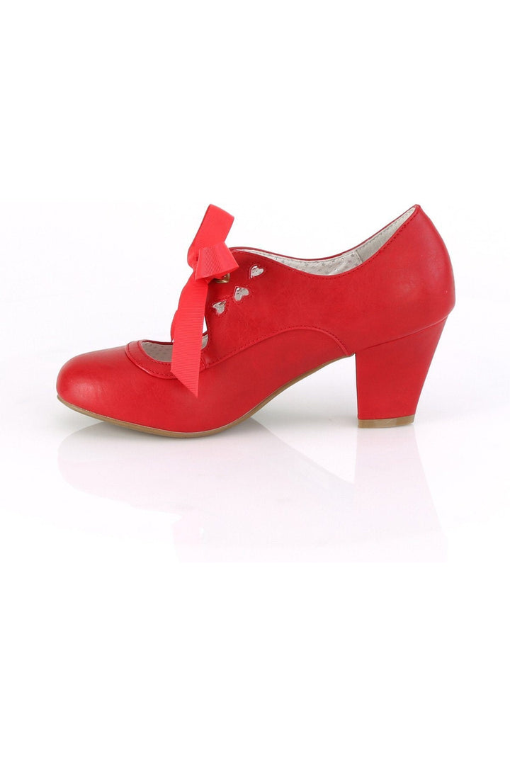 WIGGLE-32 Pump | Red Faux Leather-Pumps-Pin Up Couture-SEXYSHOES.COM