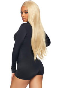 Leg Avenue Zip Front Romper in Black