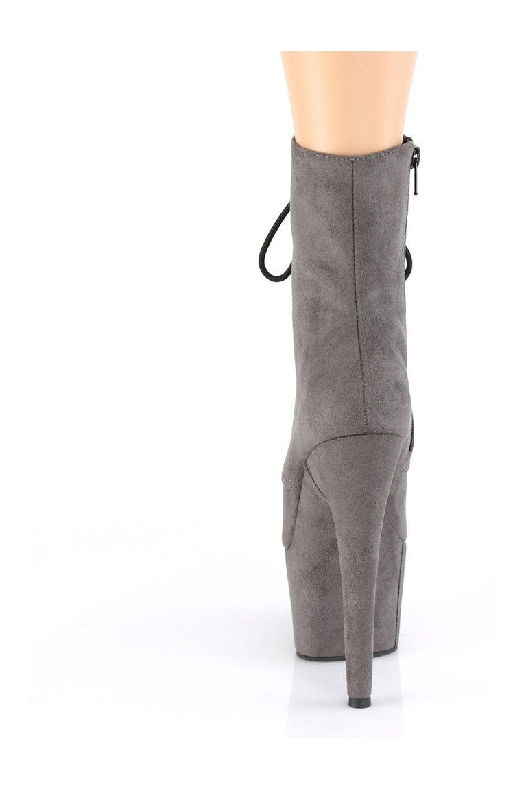 Pleaser ADORE-1020FS Exotic Ankle Boot in Grey Faux Suede