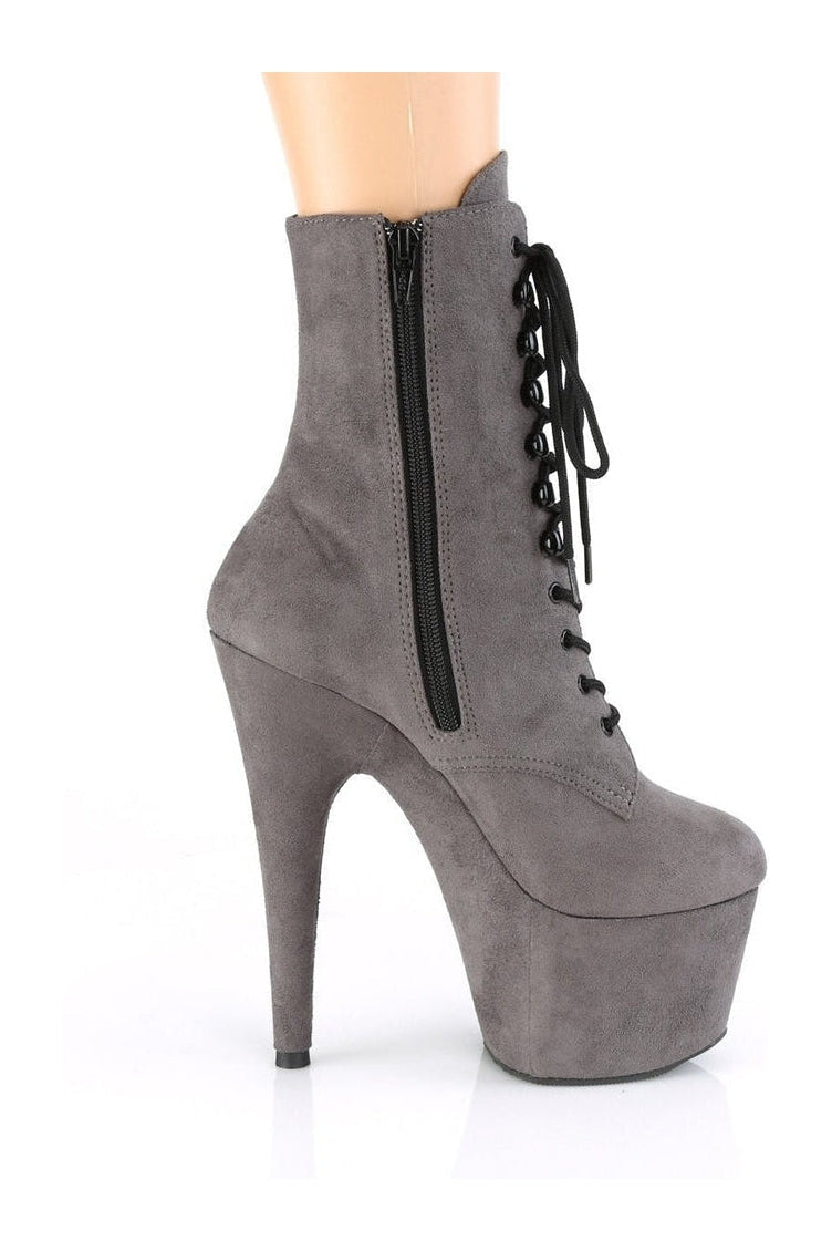 Pleaser ADORE-1020FS Exotic Ankle Boot in Grey Faux Suede