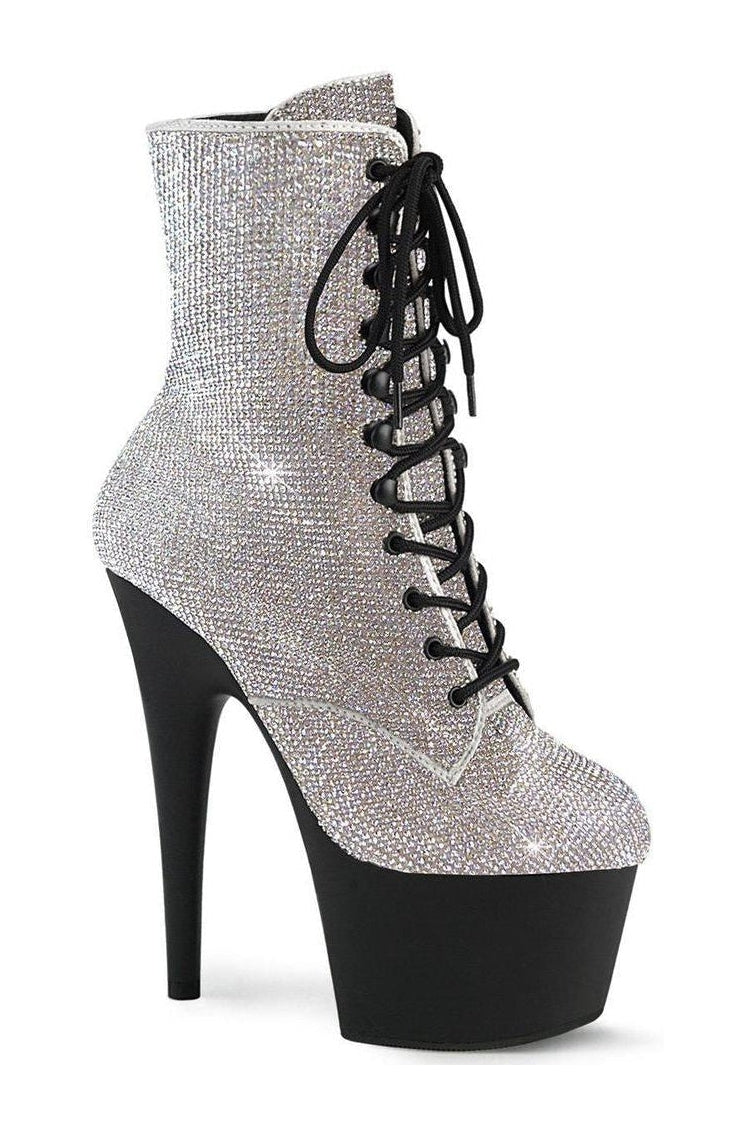 Pleaser Silver Ankle Boots Platform Stripper Shoes | Buy at Sexyshoes.com