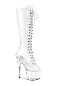 Pleaser ADORE-2020C Knee Boot in Clear Vinyl from SexyShoes.com