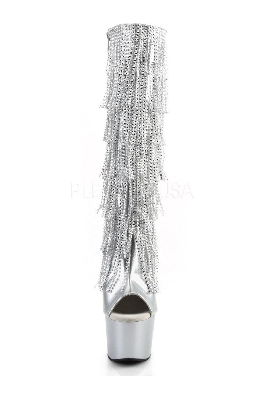Pleaser ADORE-2024RSF Platform Boot in Silver Faux Leather