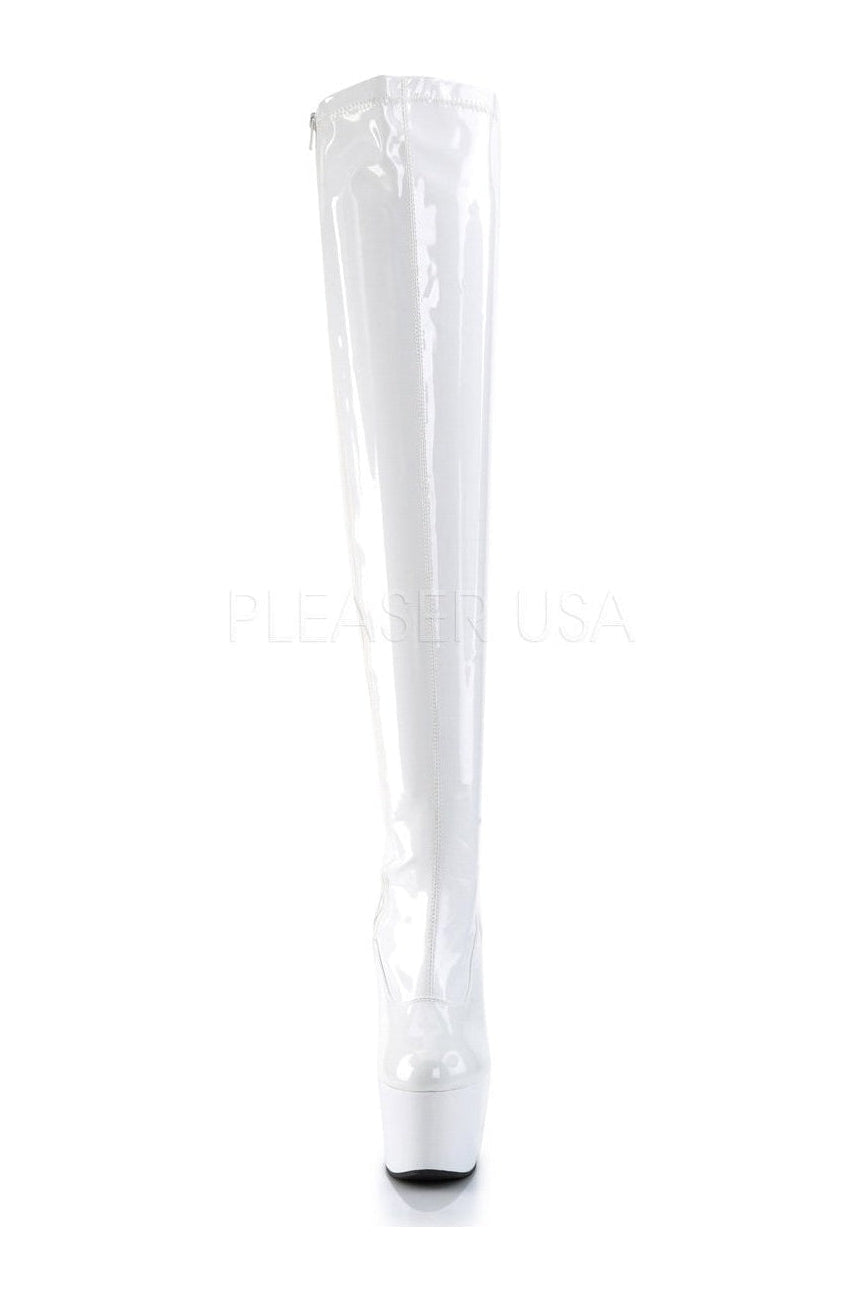 Pleaser ADORE-3000 Platform Boot in White Patent