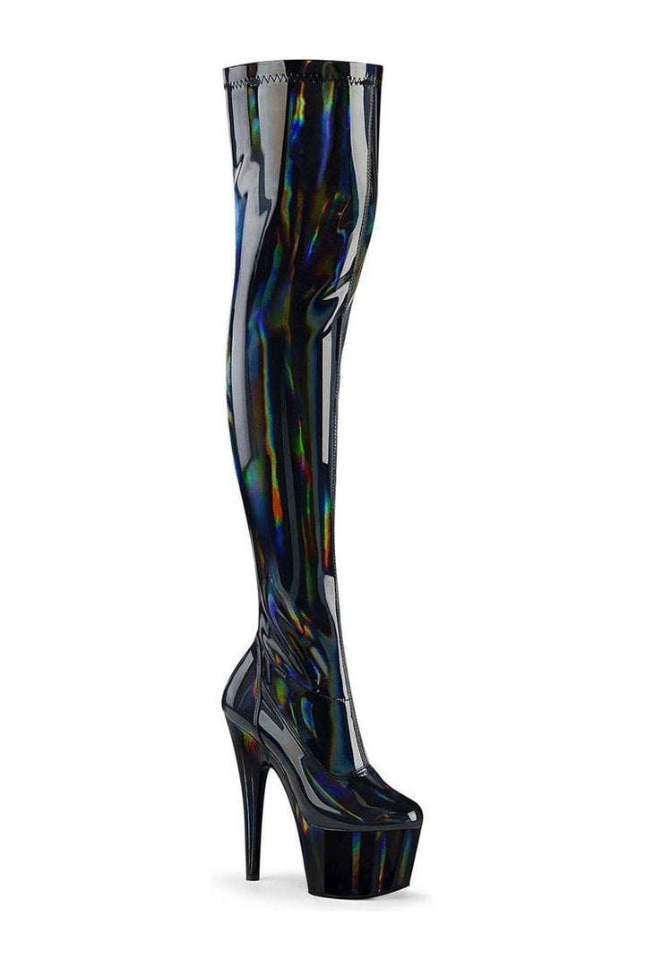 Pleaser Black Thigh Boots Platform Stripper Shoes | Buy at Sexyshoes.com