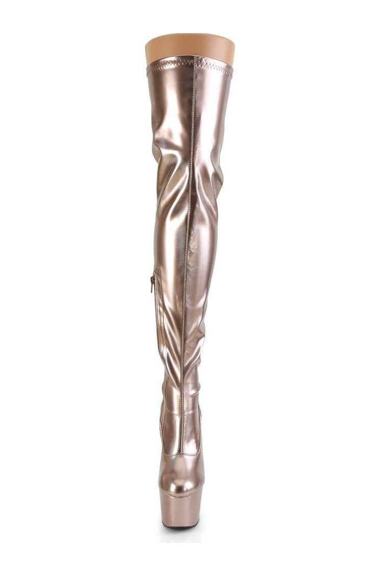 Pleaser ADORE-3000HWR Exotic Boot in RoseGold Patent