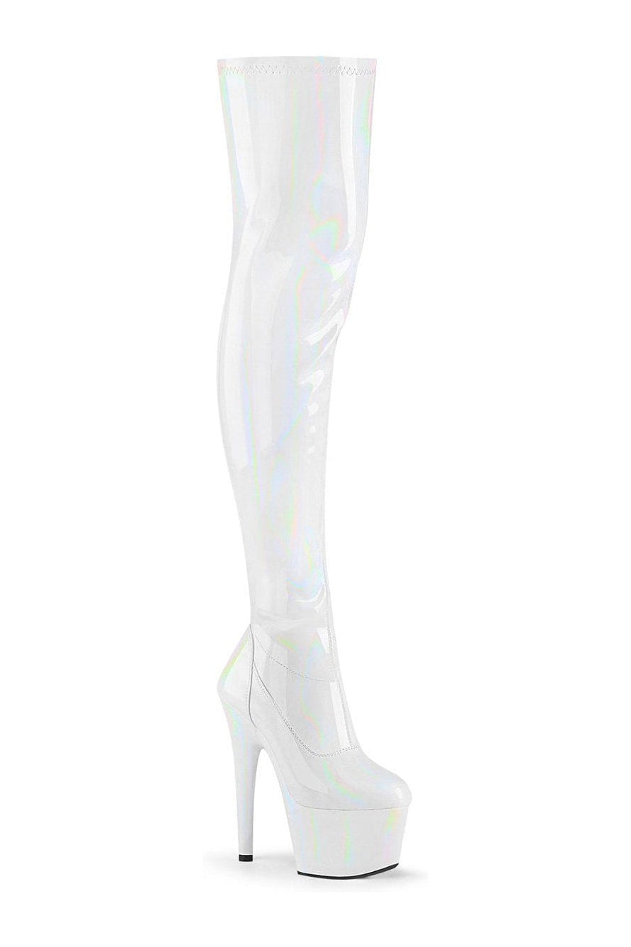 Pleaser White Thigh Boots Platform Stripper Shoes | Buy at Sexyshoes.com