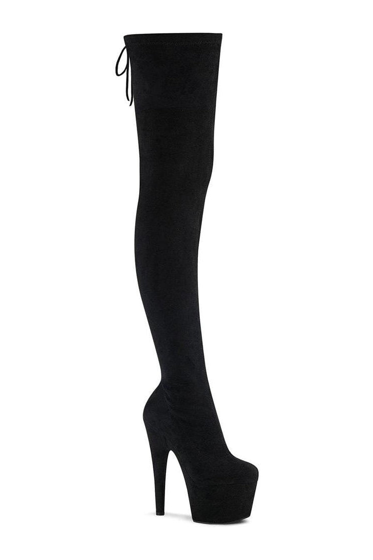Pleaser ADORE-3008 Thigh Boot in Black Faux Suede from SexyShoes.com