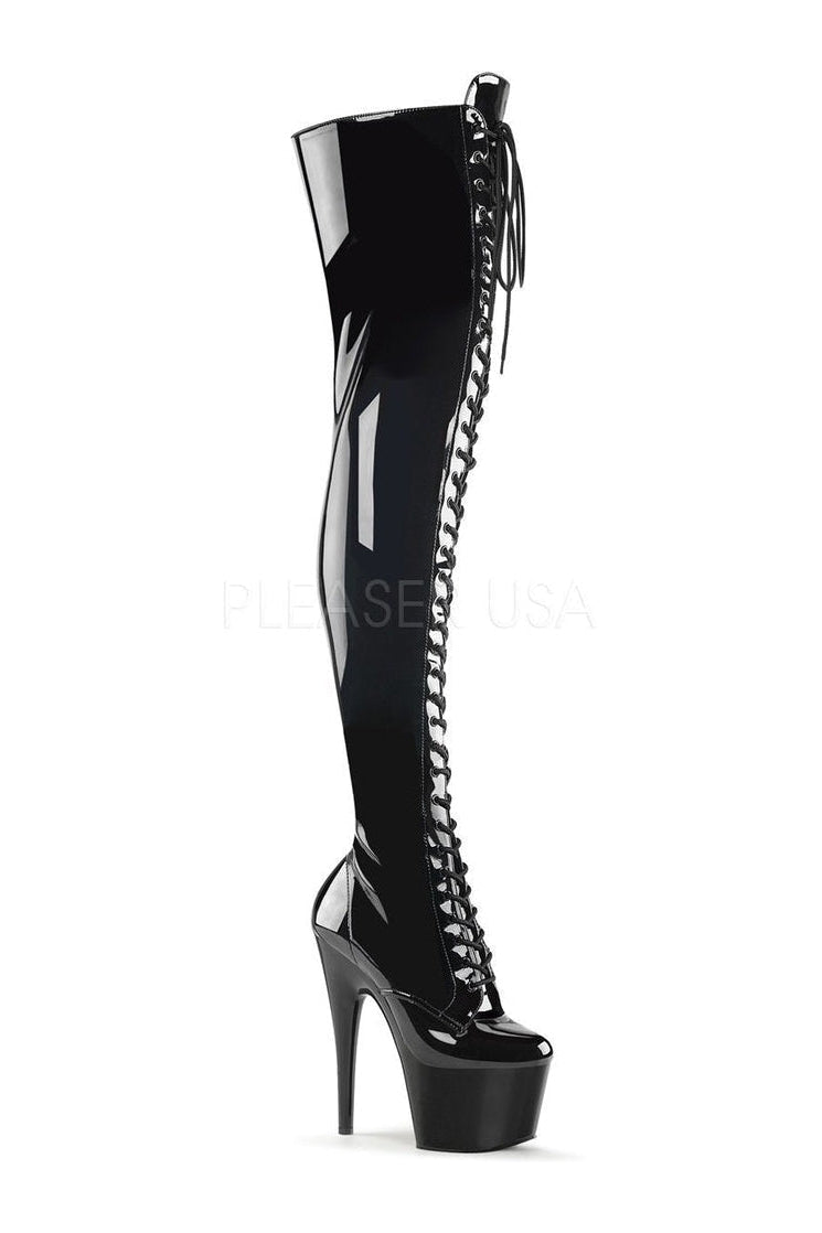 Pleaser Black Thigh Boots Platform Stripper Shoes | Buy at Sexyshoes.com