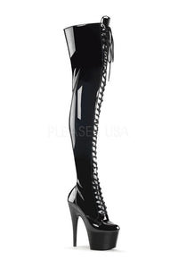 Pleaser ADORE-3023 Platform Boot in Black Patent from SexyShoes.com