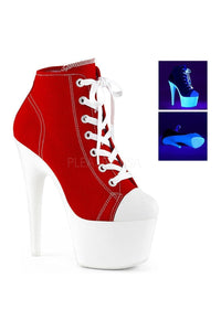 Pleaser ADORE-700SK-02 Platform Ankle Boot in Red Canvas from SexyShoes.com