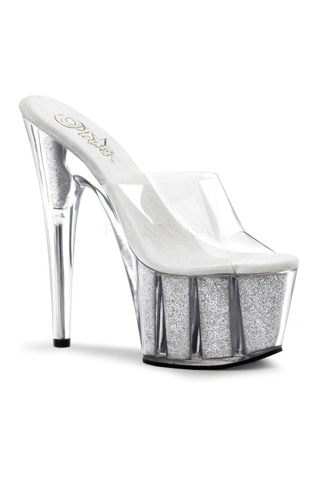 Pleaser ADORE-701G Platform Slide in Clear Vinyl from SexyShoes.com