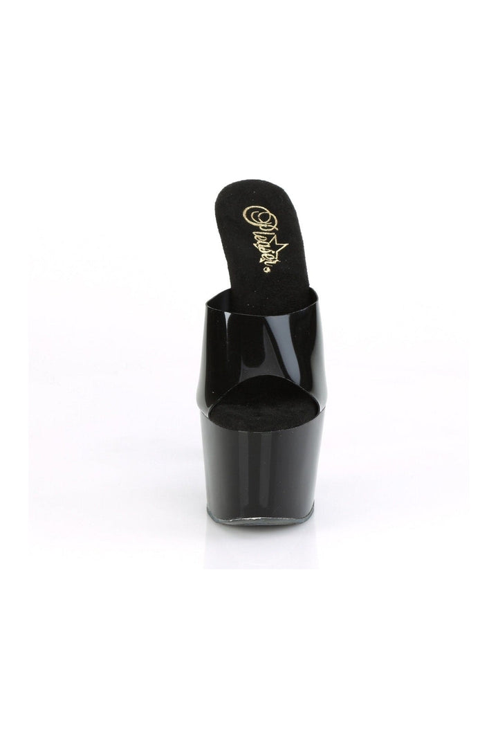 ADORE-701N Stripper Slide | Black Faux Leather-Slides-Pleaser-SEXYSHOES.COM