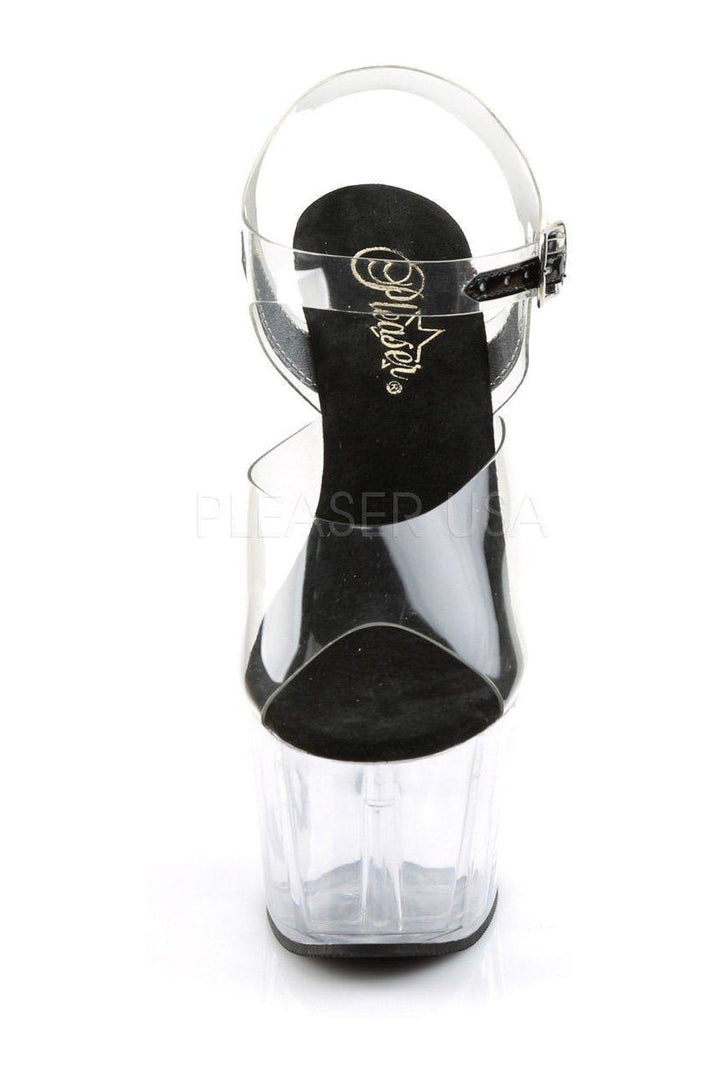 Pleaser ADORE-708 Platform Sandal in Black Vinyl