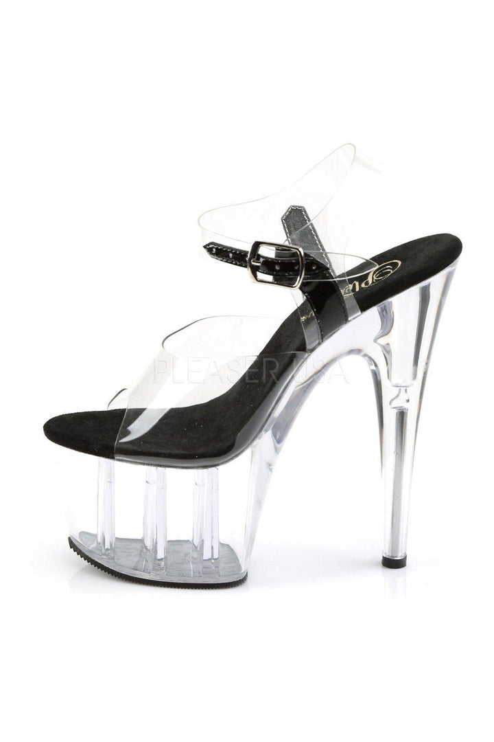Pleaser ADORE-708 Platform Sandal in Black Vinyl