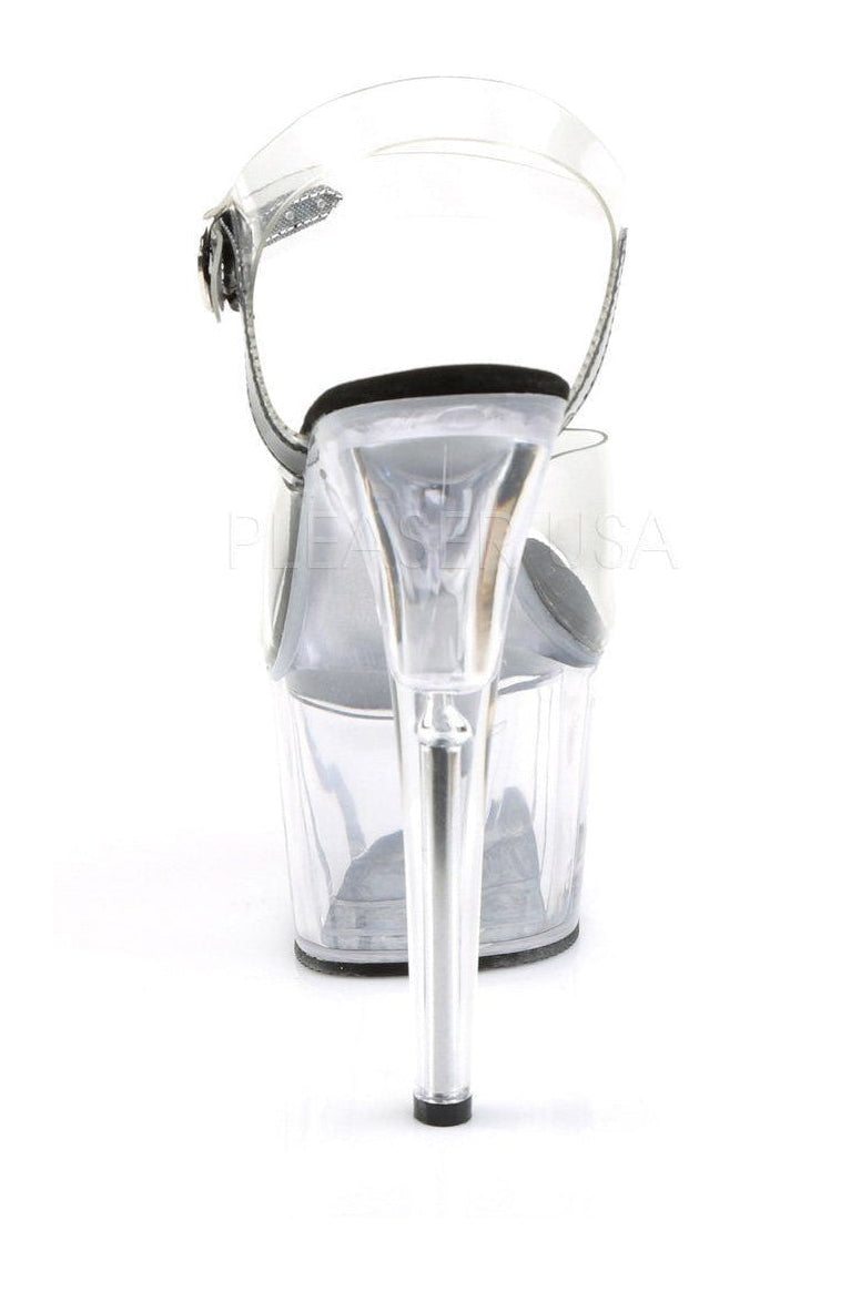 Pleaser ADORE-708 Platform Sandal in Black Vinyl