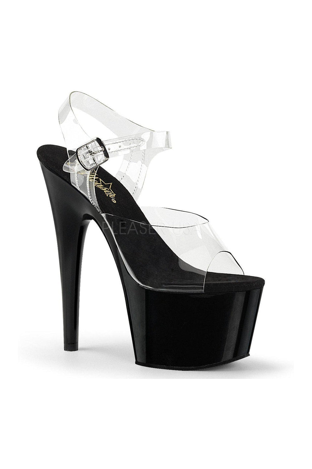 Pleaser ADORE-708 Platform Sandal in Clear Vinyl from SexyShoes.com
