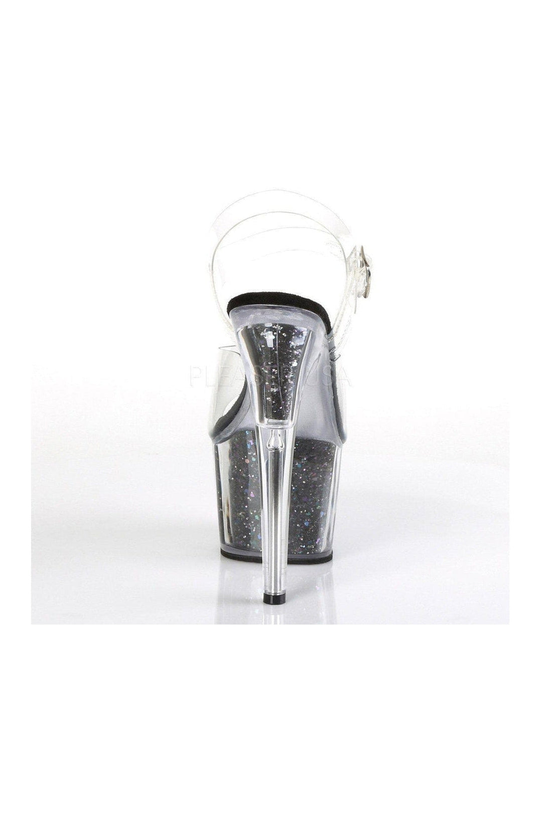 Pleaser ADORE-708CG Platform Sandals in Black Vinyl