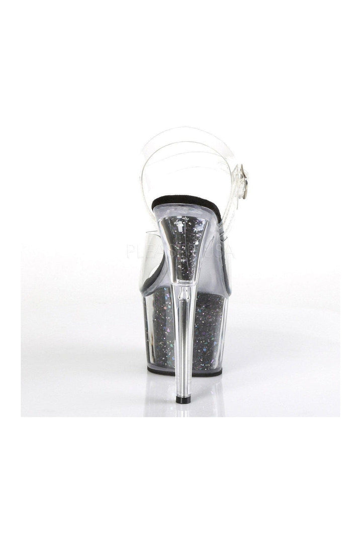 Pleaser ADORE-708CG Platform Sandals in Black Vinyl