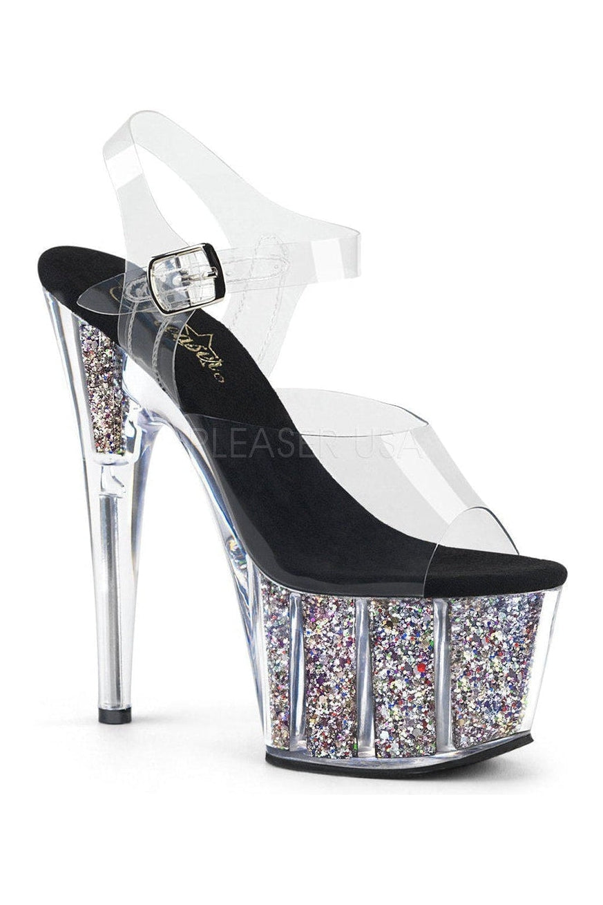 Pleaser ADORE-708CG Platform Sandals in Clear Vinyl from SexyShoes.com