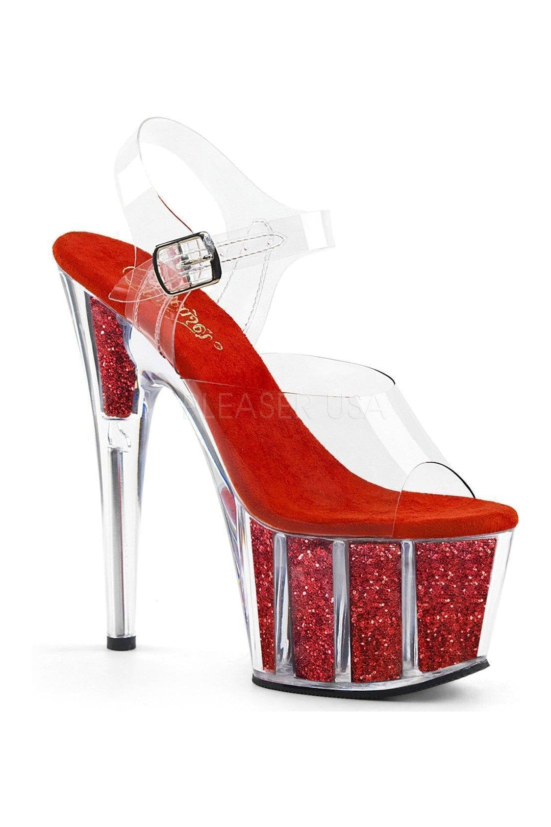 Pleaser ADORE-708G Platform Sandal in Clear Vinyl from SexyShoes.com