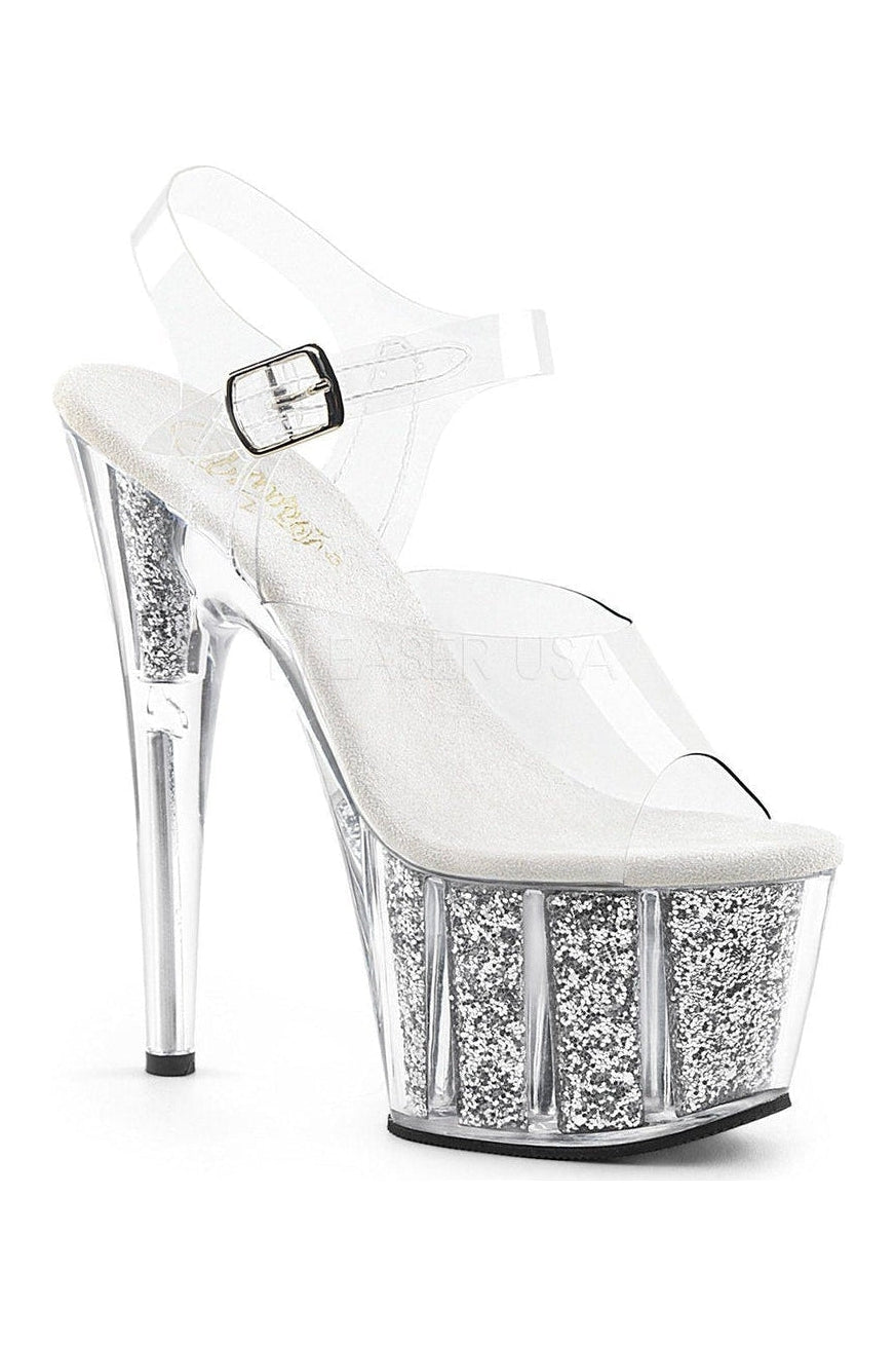 Pleaser ADORE-708G Platform Sandal in Clear Vinyl from SexyShoes.com