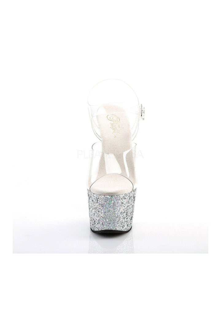 Pleaser ADORE-708LG Platform Sandal in Clear Vinyl