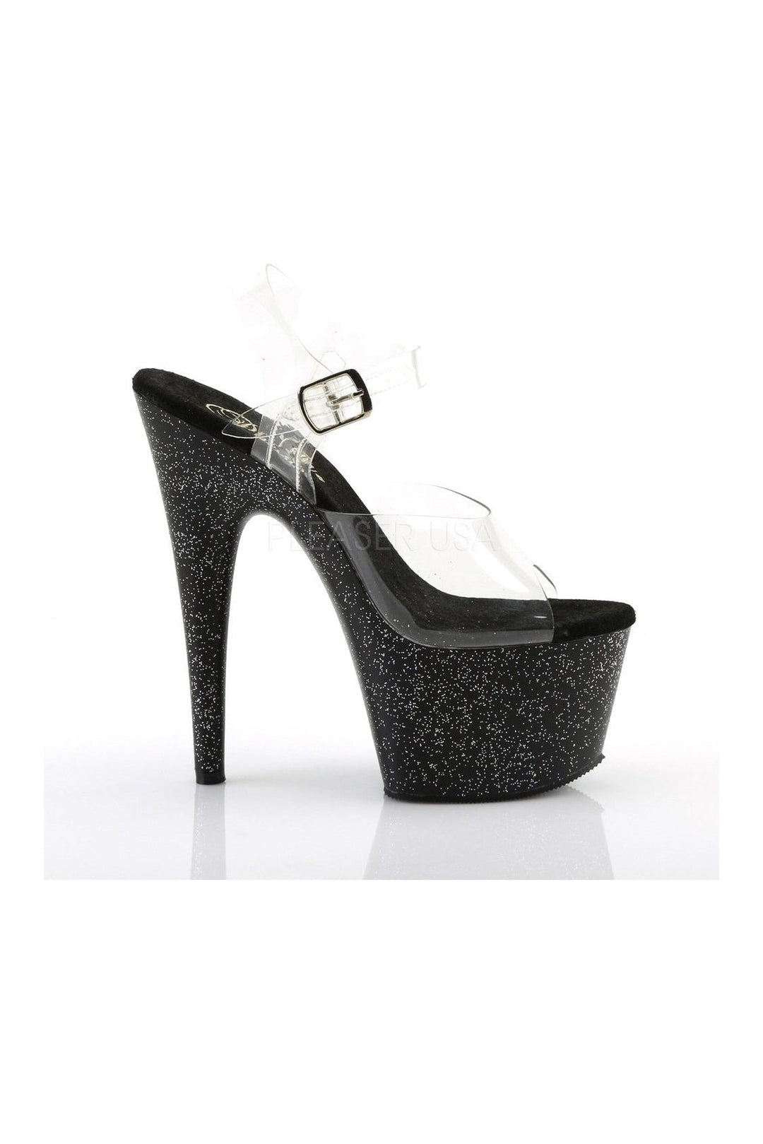 Pleaser ADORE-708MG Platform Sandal in Black Vinyl