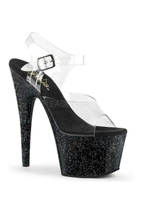 Pleaser ADORE-708MG Platform Sandal in Black Vinyl from SexyShoes.com