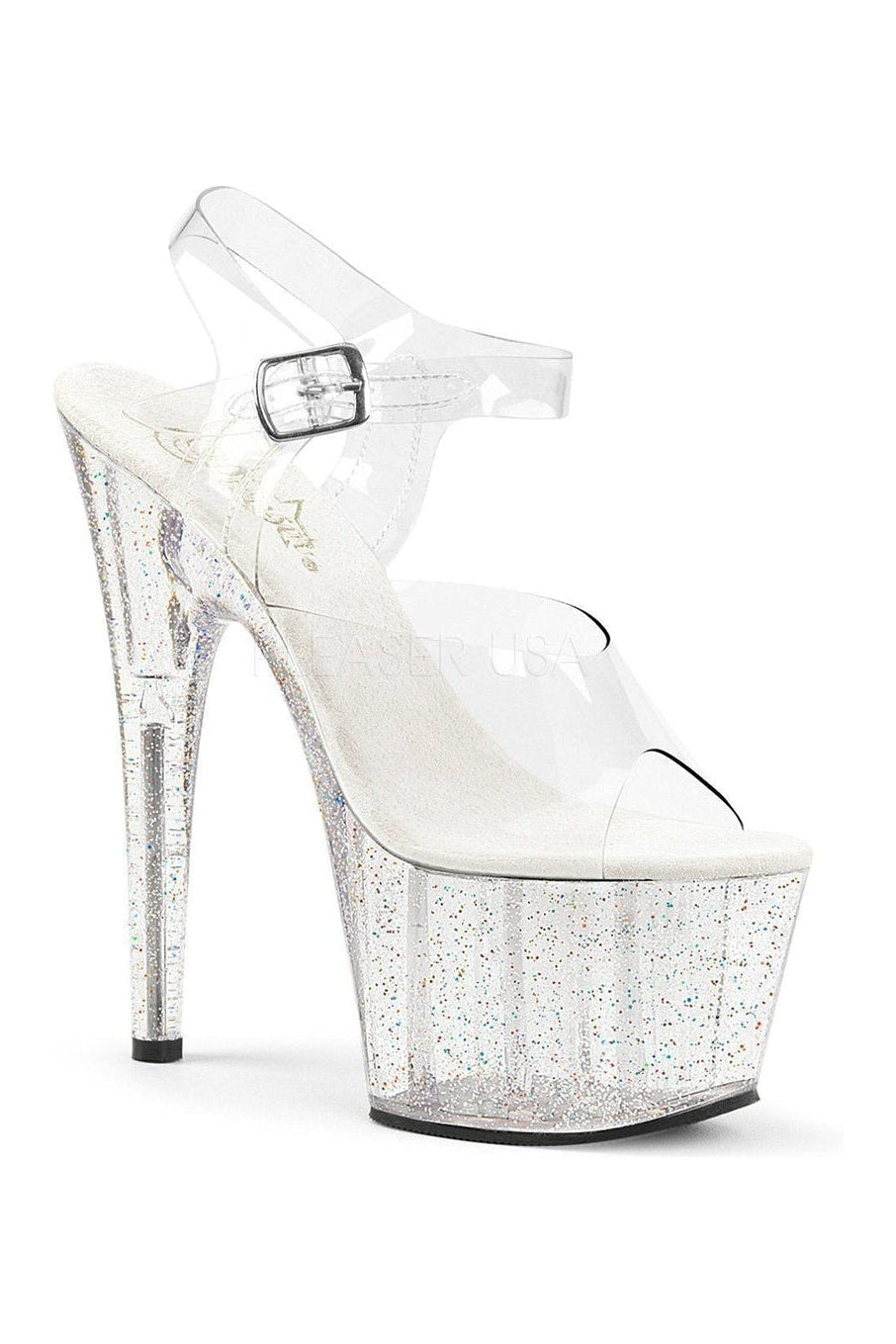 Pleaser ADORE-708MG Platform Sandal in Clear Vinyl from SexyShoes.com