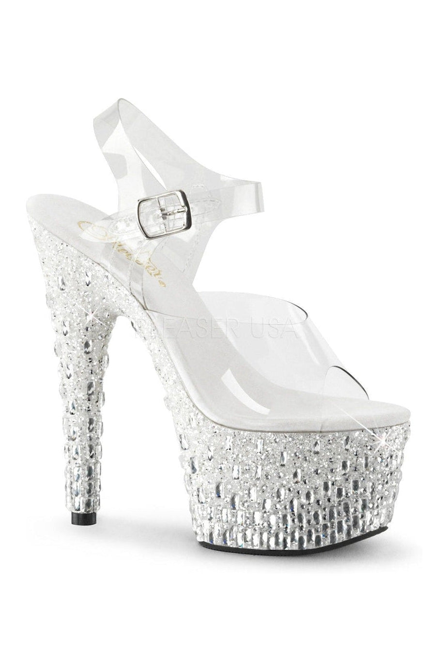 Pleaser ADORE-708MR-5 Platform Sandal in Clear Vinyl from SexyShoes.com
