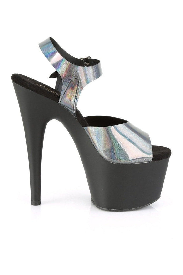 Pleaser ADORE-708N-DT Exotic Platform Sandal in Pewter Faux Leather