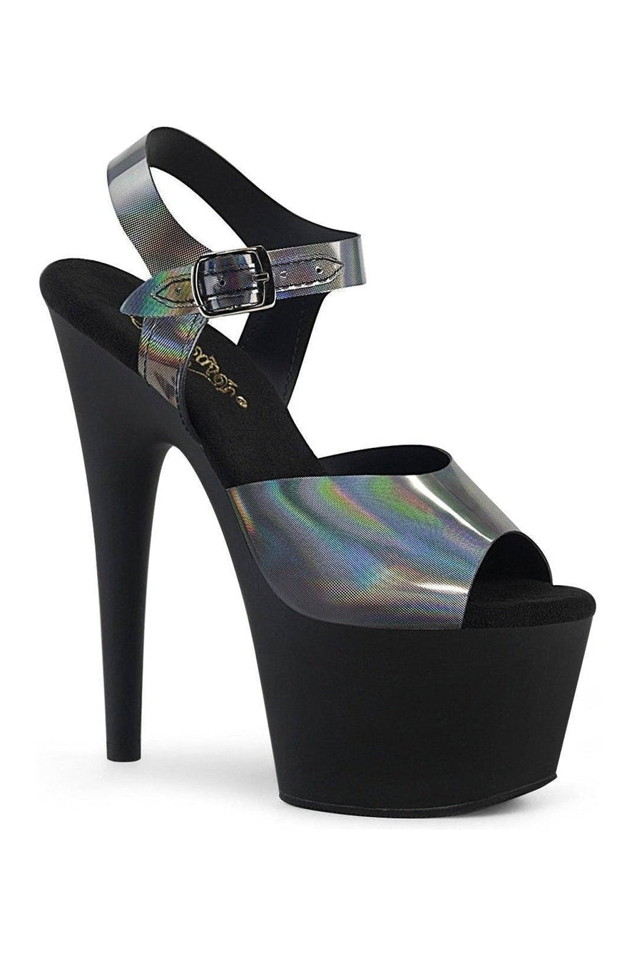 Pleaser ADORE-708N-DT Exotic Platform Sandal in Pewter Faux Leather from SexyShoes.com